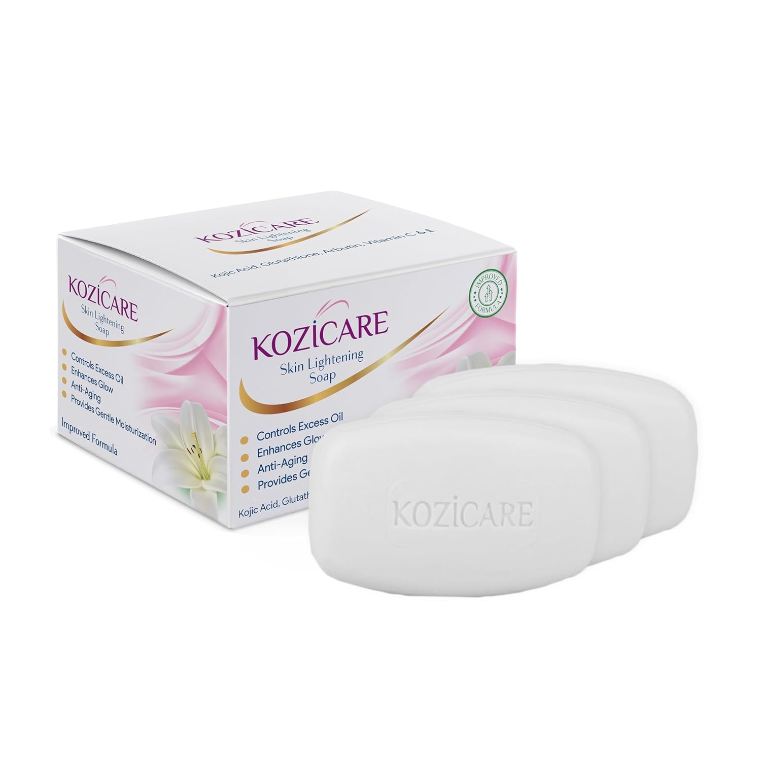 6x Kozicare Skin Lightening Soap 75 gm Enriched with Kojic Acid,Vitamin + F/S