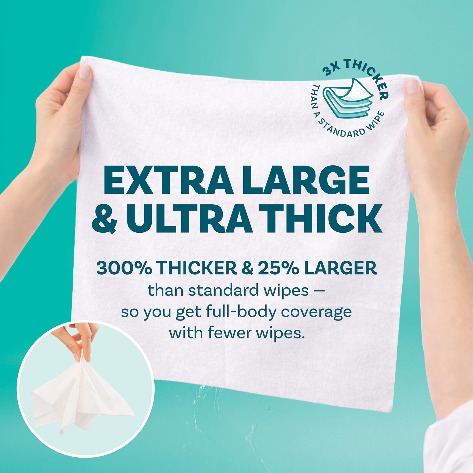 Extra Large Bath Wipes for Adults No Rinse – 80 Ultra Thick Disposable Body C…