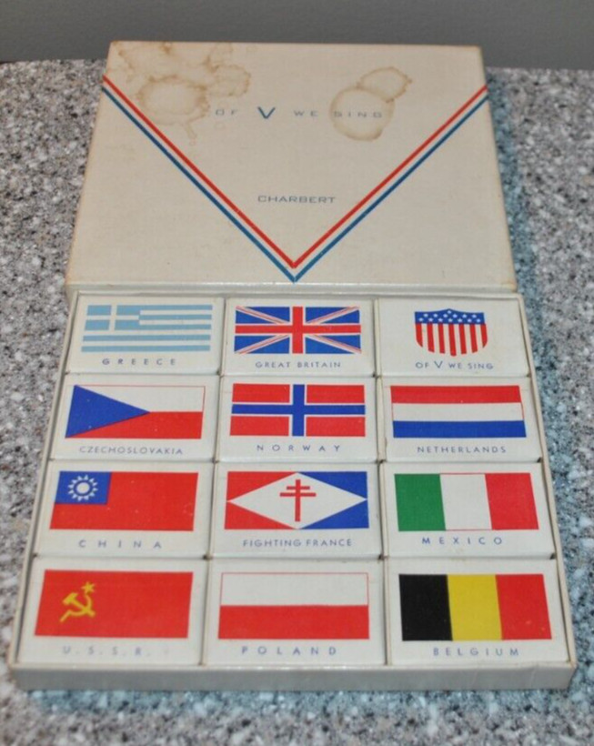 Vintage WW2 Victory Day Charbert 12 Cake Soap Bars Allied Forces “Of V we sing”