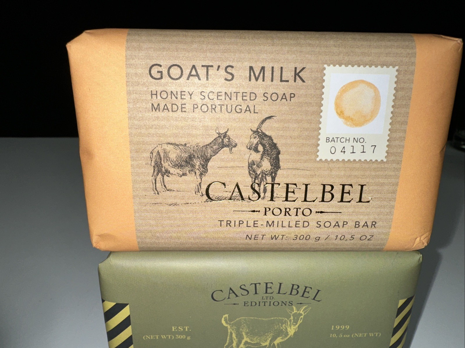 2 PACK-Castelbel Porto Goat’s Milk Scented Soap Bars Honey Scented 10.5 oz 300g