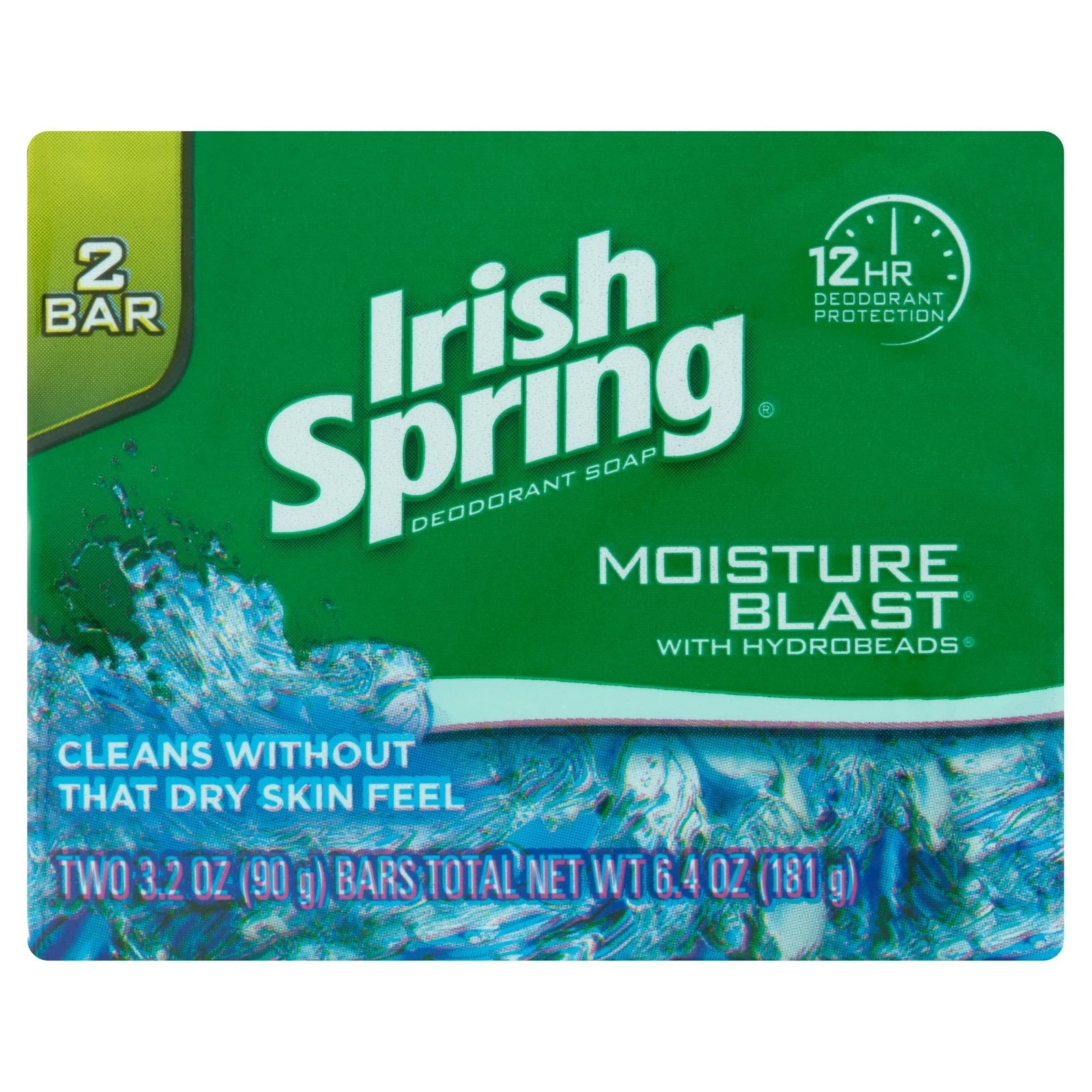 Irish Spring Moisture Blast Deodorant Bar Soap 3.2 Ounce Pack of 2 – NEW
