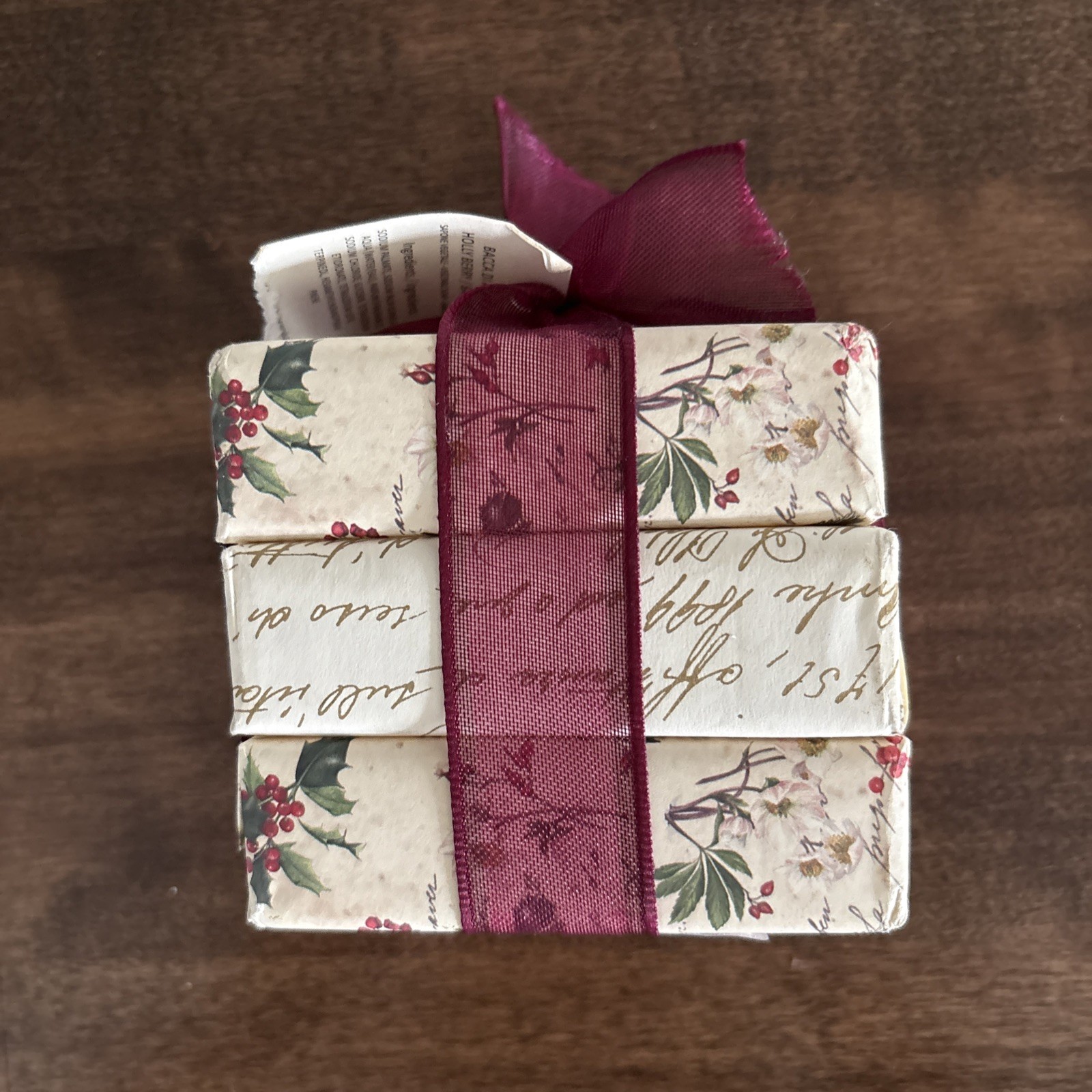 Alchimia Italy Bath Bars Handmade Luxury Soap Holly Berry Gift Set 3x100g