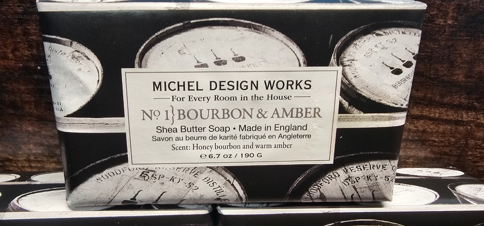 MICHEL DESIGN WORKS ~ No. 1 Bourbon & Amber Shea Butter Bar Soap 6.7 oz Lot Of 3