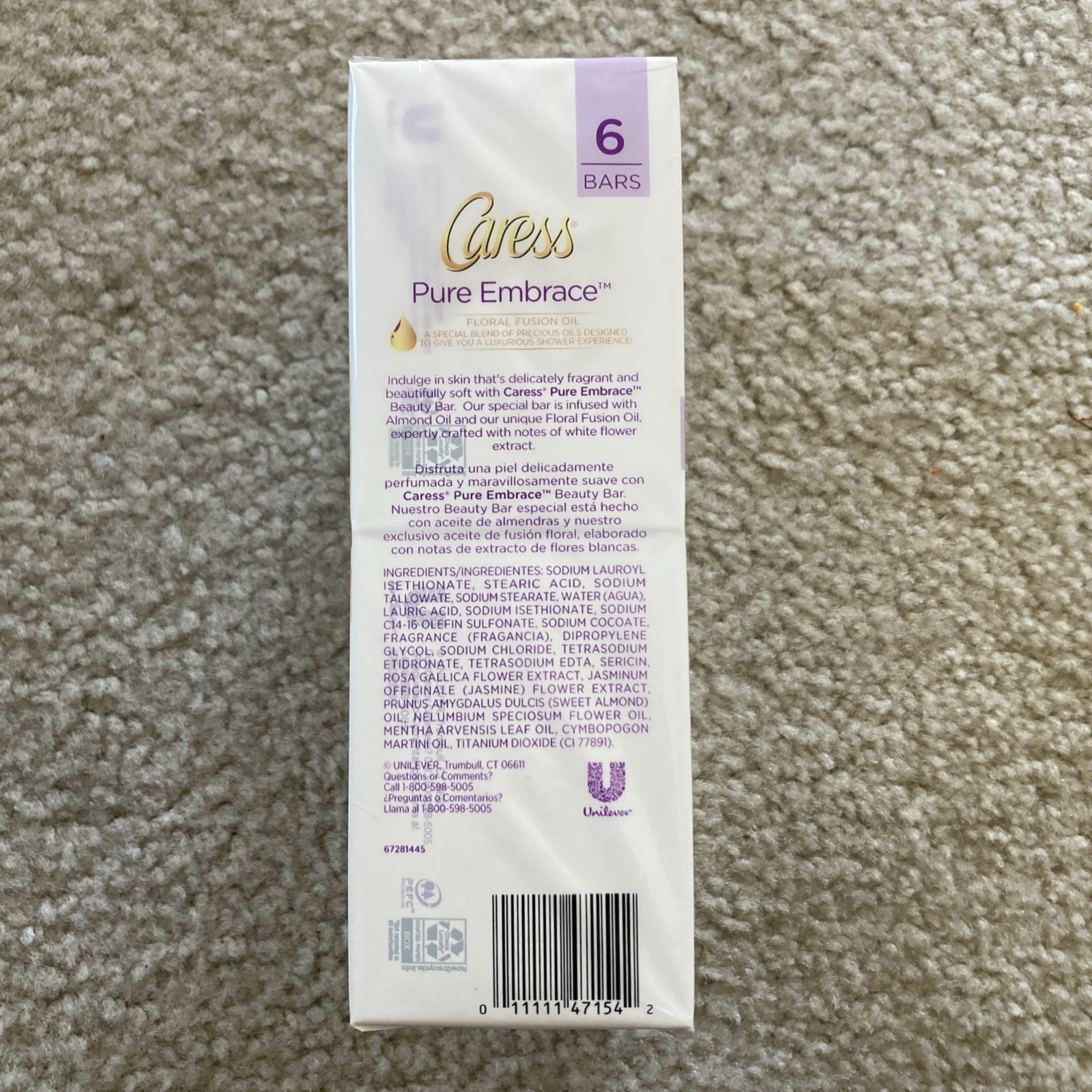 Caress Pure Embrace White Flowers & Almond Oil Floral Fusion Oil 6 4oz Bars