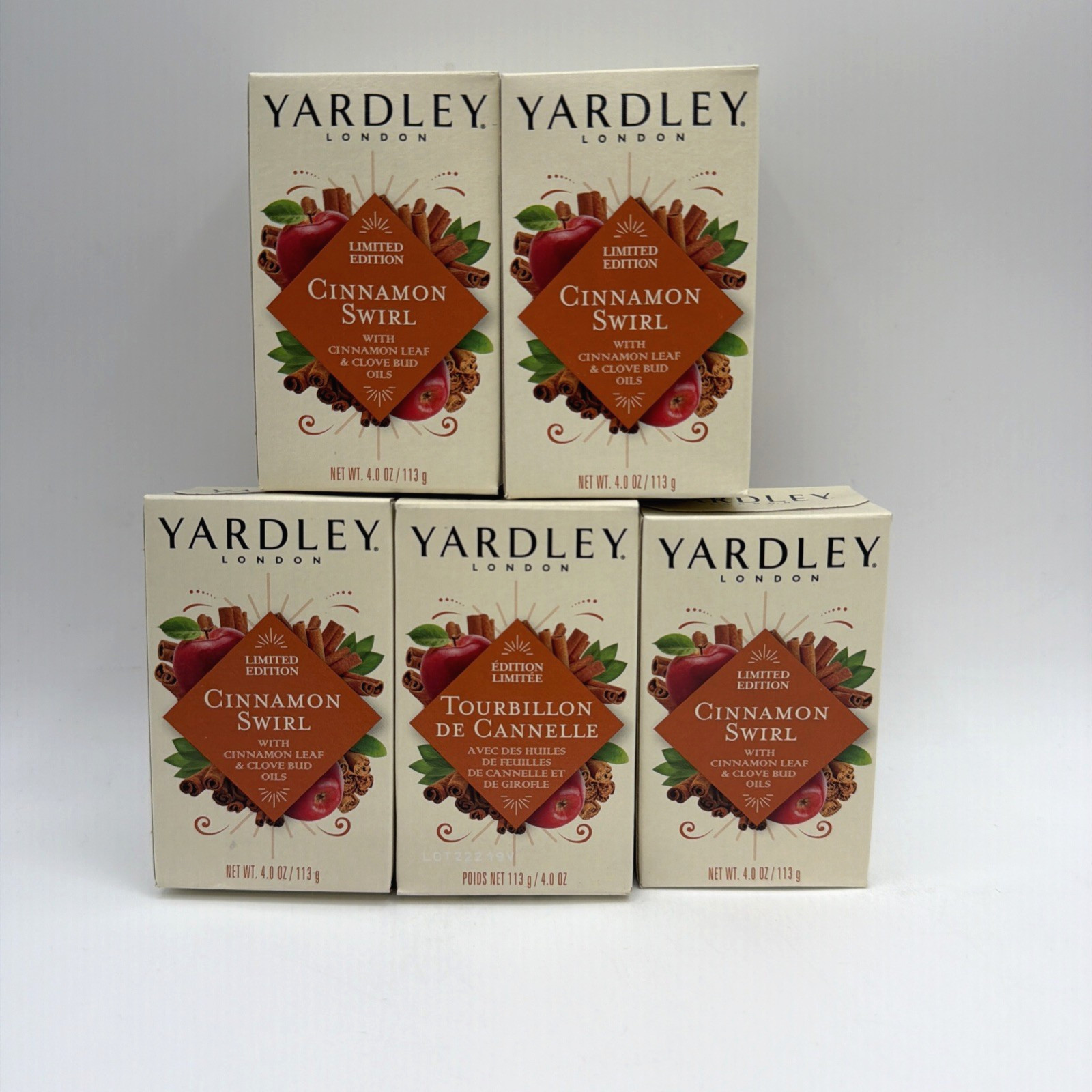 Yardley London Cinnamon Swirl Limited Edition Soap Bar Clove Bud Oils 4oz 5 Pack