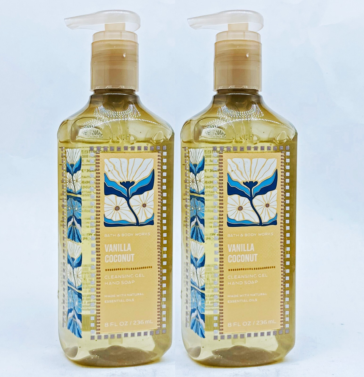 2 Bath & Body Works VANILLA COCONUT Cleansing Gel Hand Soap 8.0 oz