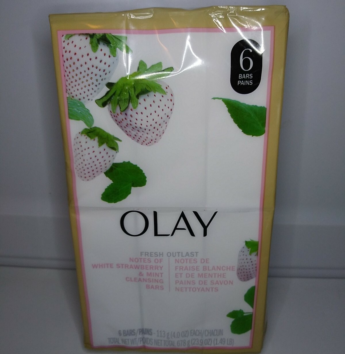 Olay Fresh Outlast Cooling White Strawberry and Mint Bar Soap Pack of 6 Bars