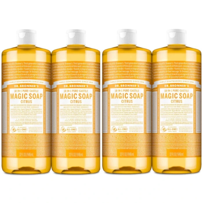 Dr. Bronner’s Pure-Castile Soap Citrus 32 fl. oz Each (Pack of 4)