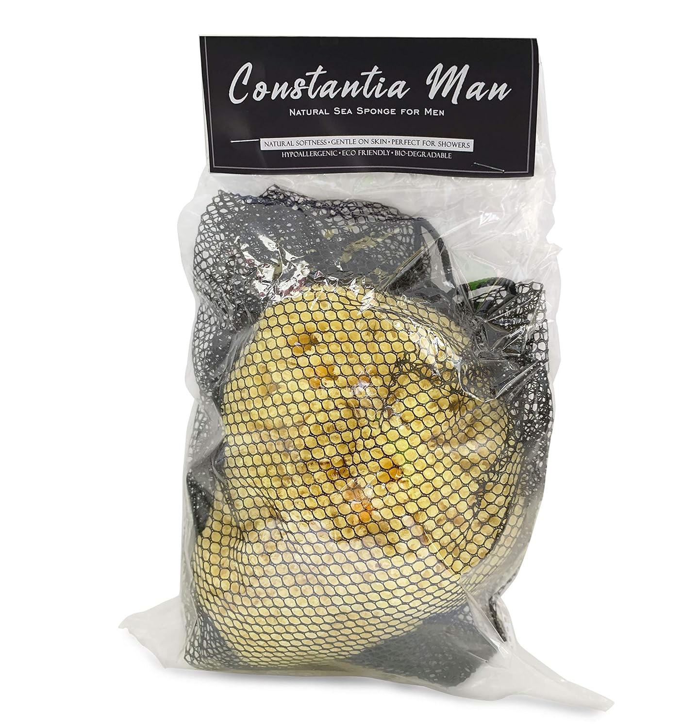 Real Sea Sponge for Men – Extra Large 6″-7″, Totally Natural, Kind on Black