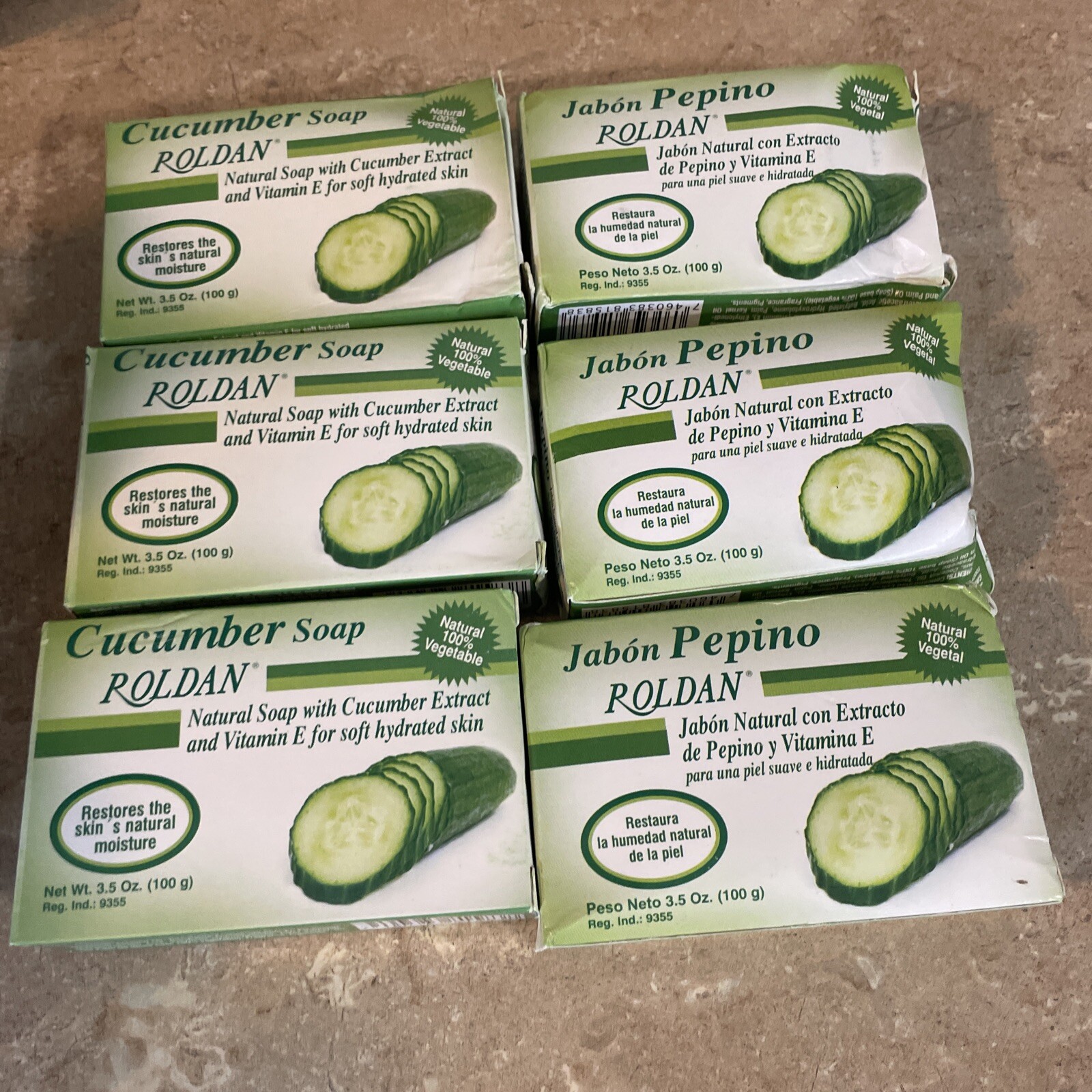Lot Of 6 Cucumber Soap Natural Soap With Vitamin E Moisturizer