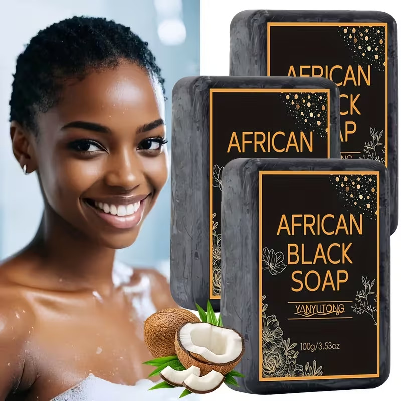 2-100g African Black Soap with Shea Butter – Moisturizing, Deep Cleansing