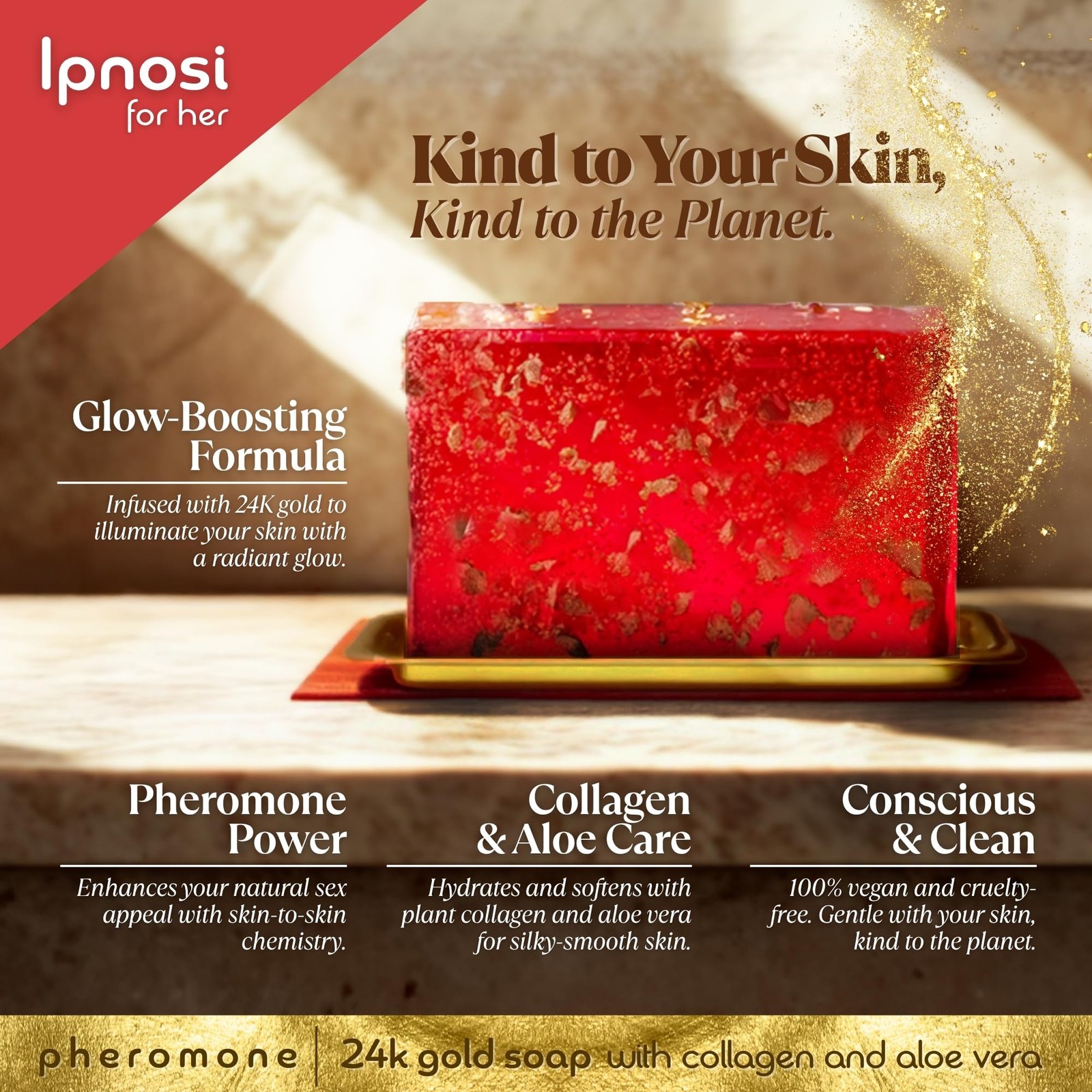 lpnosi Pheromone Soap for , Luxurious Bar with 24K Gold, Collagen & Aloe Vera…