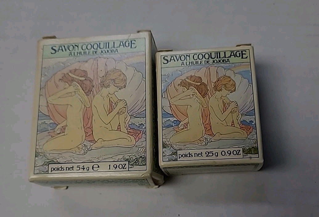 1978 Vintage Crabtree & Evelyn Jojoba Oil Sea Shell Soap Set 1.9oz, 0.9oz