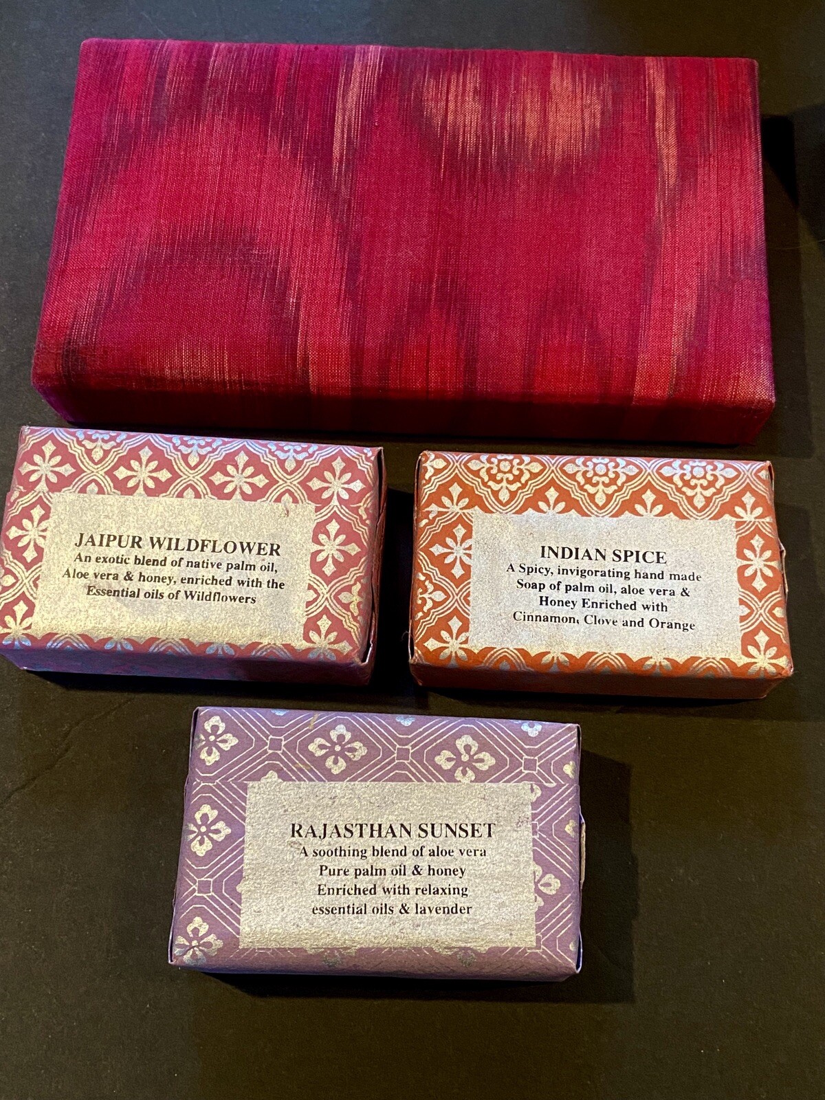 Lois Hill Jewelry 3 Bar Soap Set Indian Spice~Jaipur Wildflower~Rajasthan Sunset