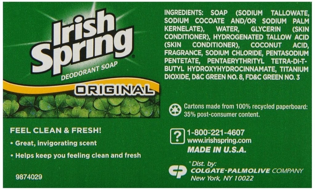(PACK OF 3 BARS) Irish Spring ORIGINAL SCENT Bar 3.73 Ounce (Pack of 3), Gren