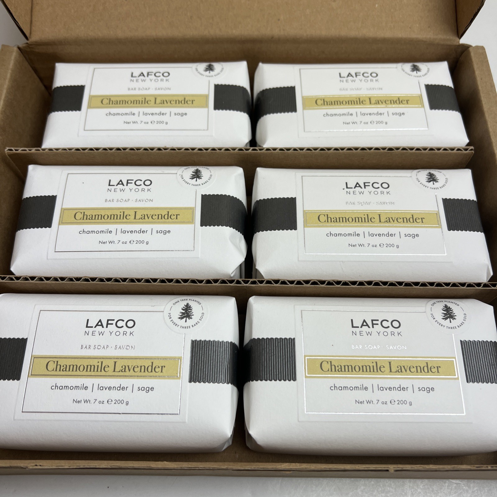 Lot Of 6 Lafco New York 7 oz Chamomile Lavender Bar Soap 200g