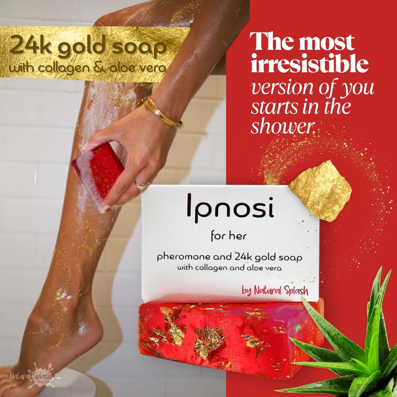 lpnosi Pheromone Soap for , Luxurious Bar with 24K Gold, Collagen & Aloe Vera…