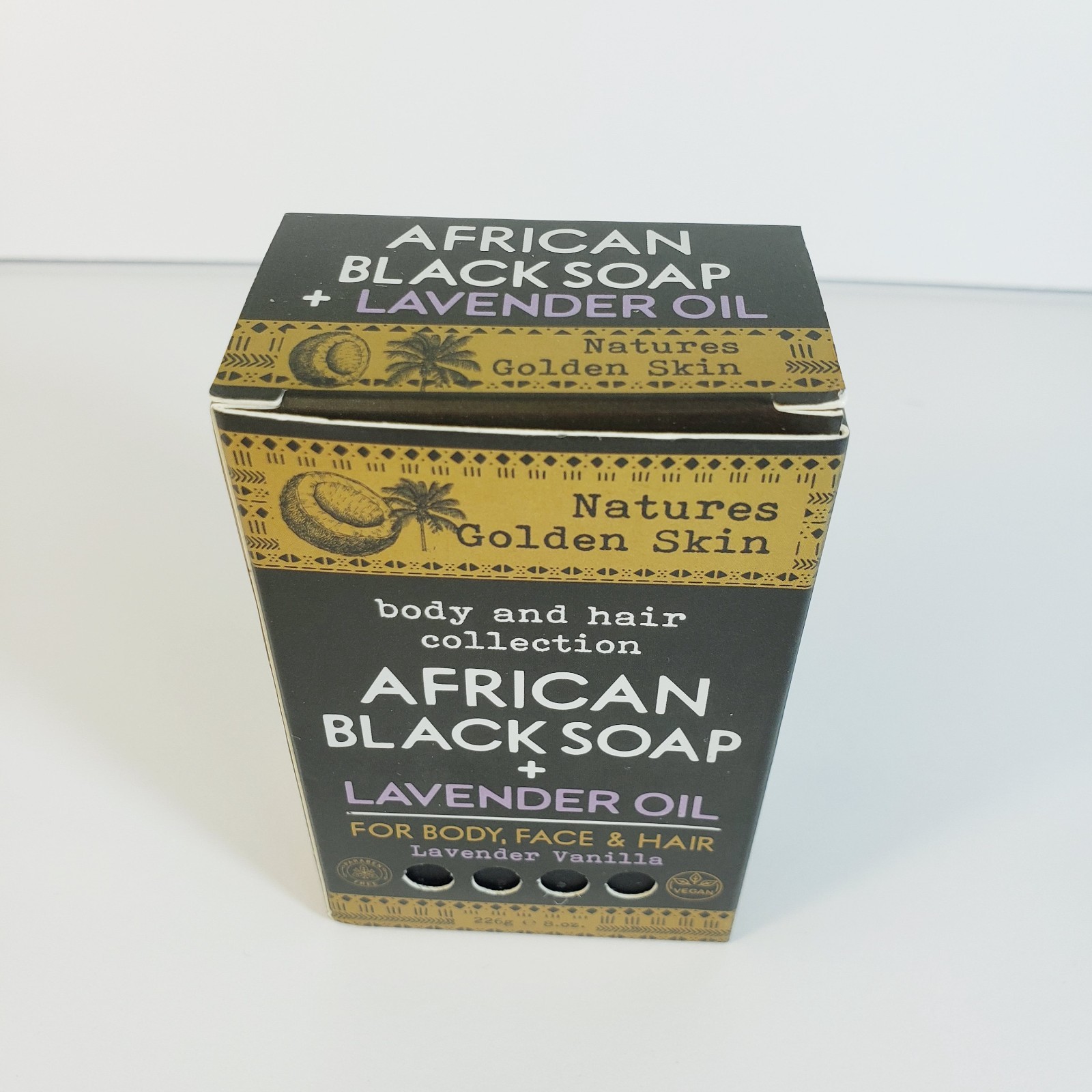 Natures Golden Skin African Black Soap+ Lavender OIl for Body Face & Hair 10 oz