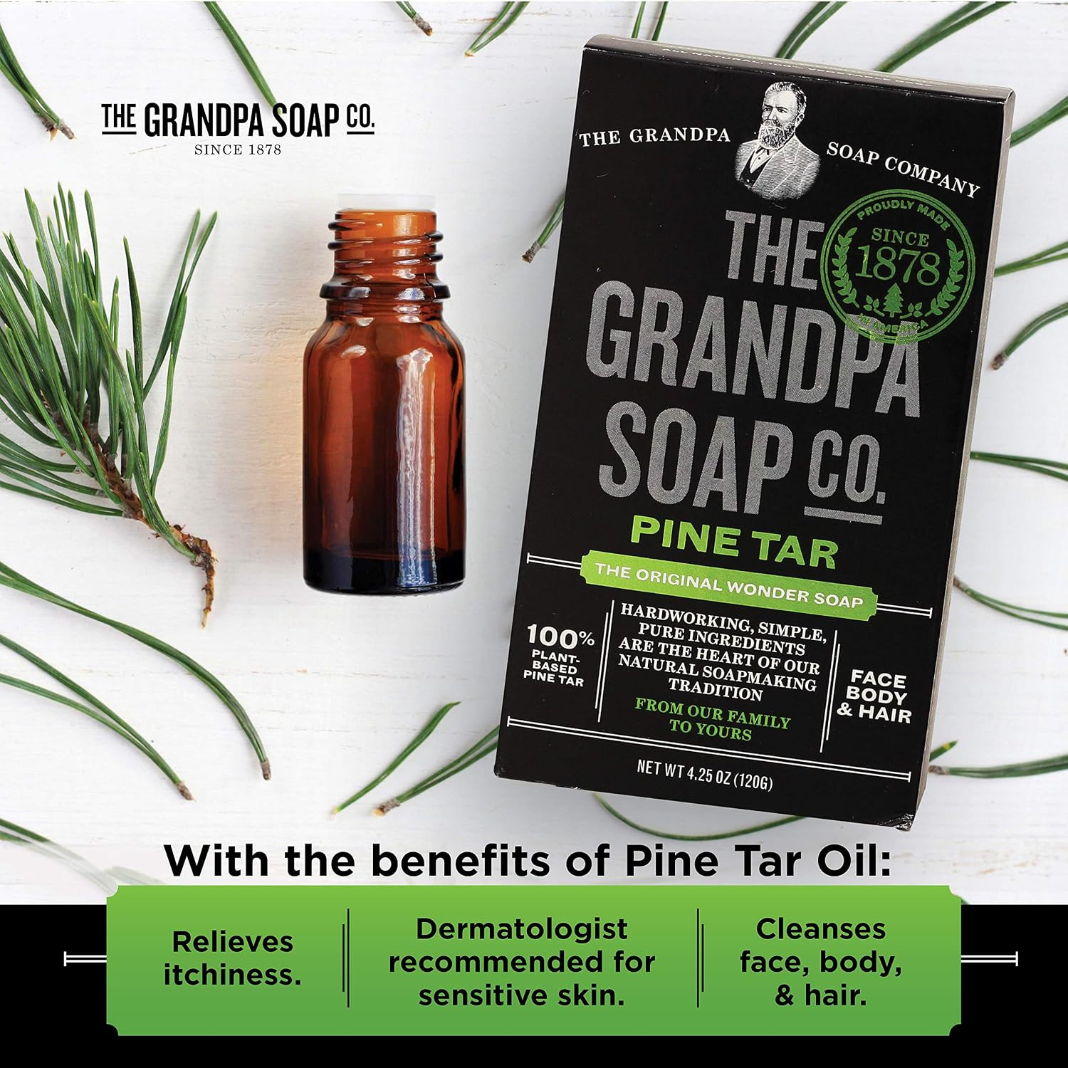 Grandpa’S Brands Pine Tar Soap, 4.25 Ounce