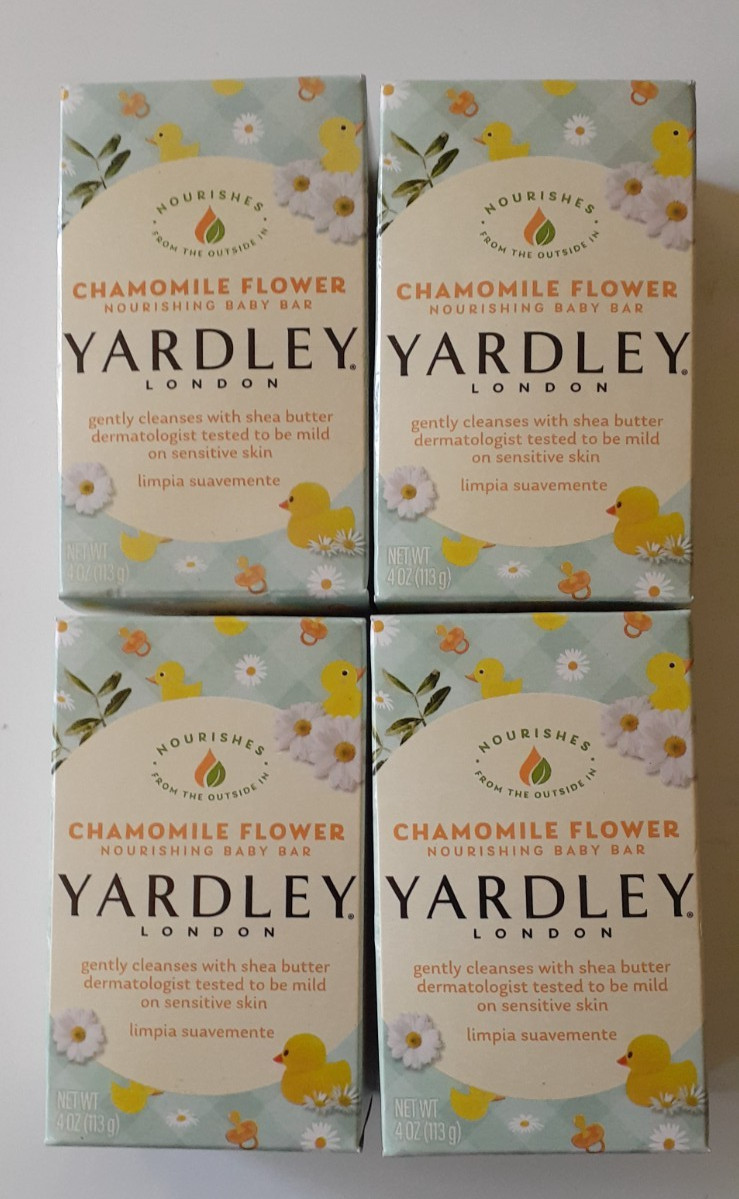 YARDLEY LONDON CHAMOMILE FLOWER NOURISHING BABY BAR OF SOAP LOT OF 4 NEW