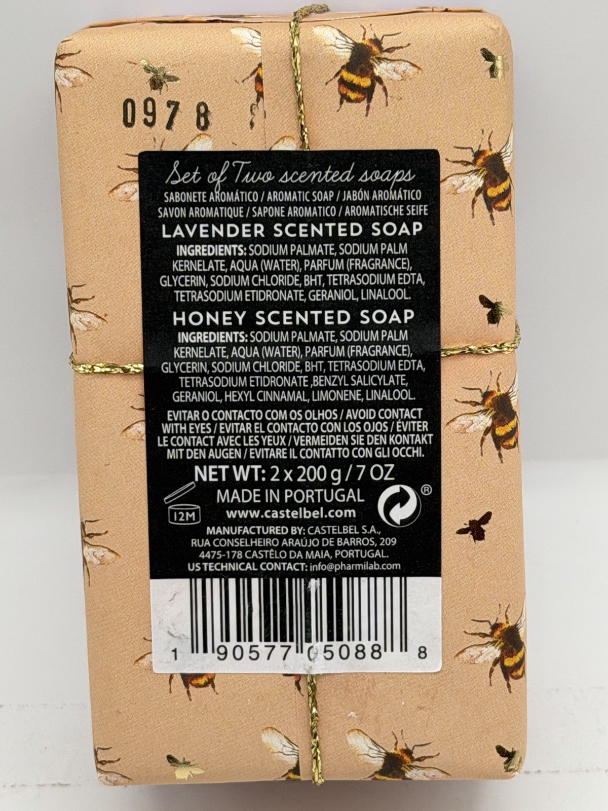 2 Pack Castelbel 7oz Bar Soap Wild Lavender Pure Honey Scented Soap Portugal