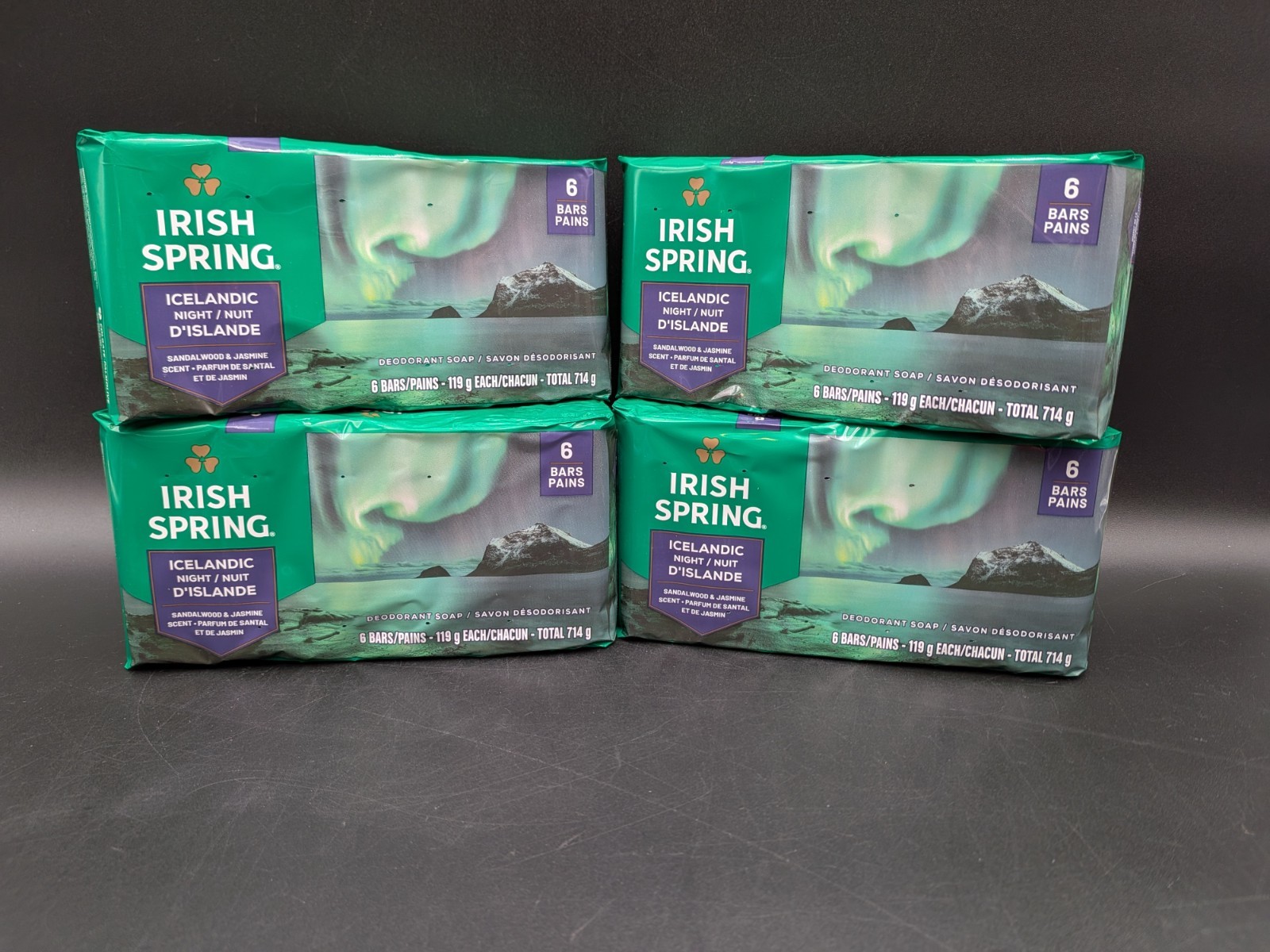 4x Irish Spring Icelandic Nights Soap 6-Bar Packs 4.2oz Jasmine Sandalwood 24pc!