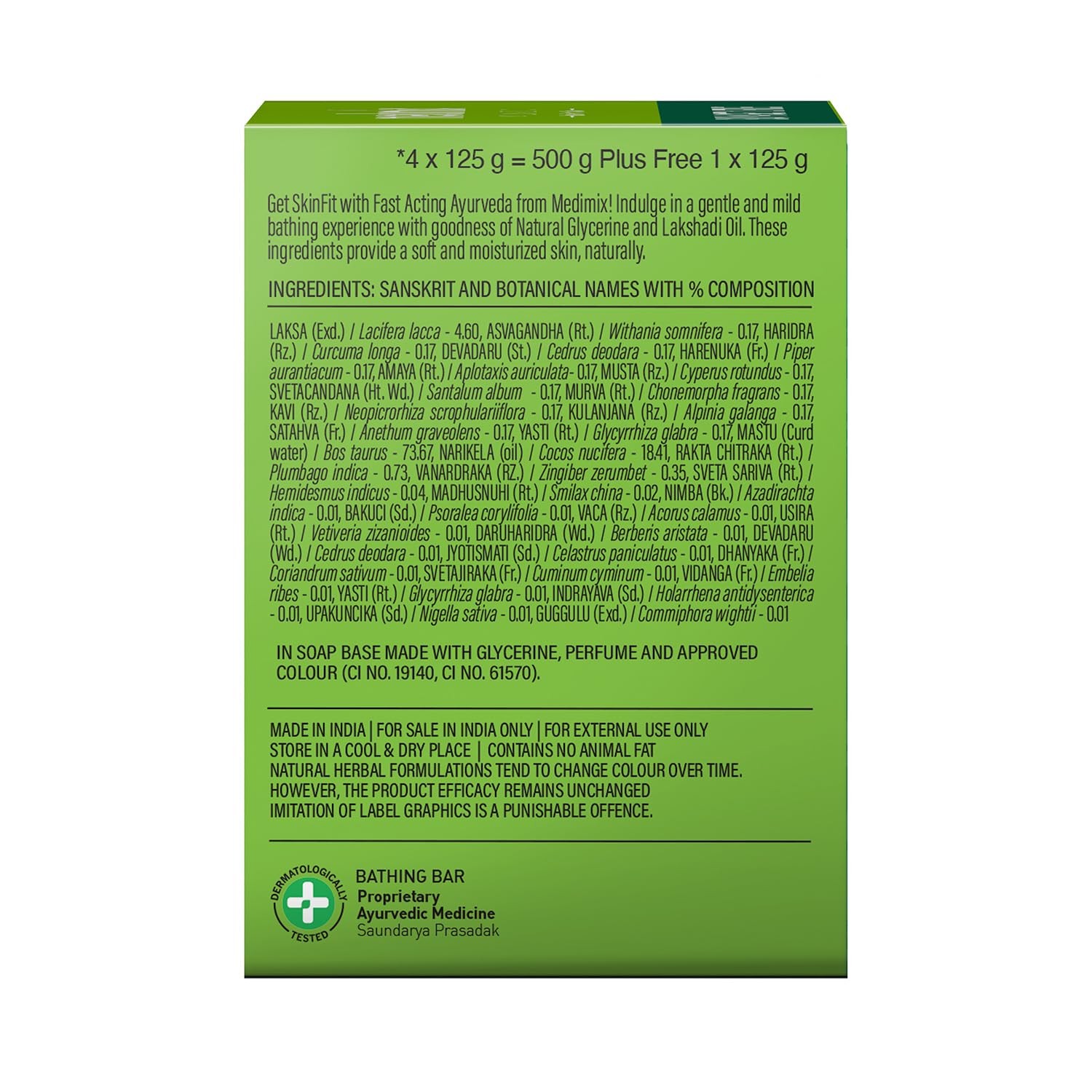 Ayurvedic Glycerine Soap, 125g (4+1 Super Saver Pack)