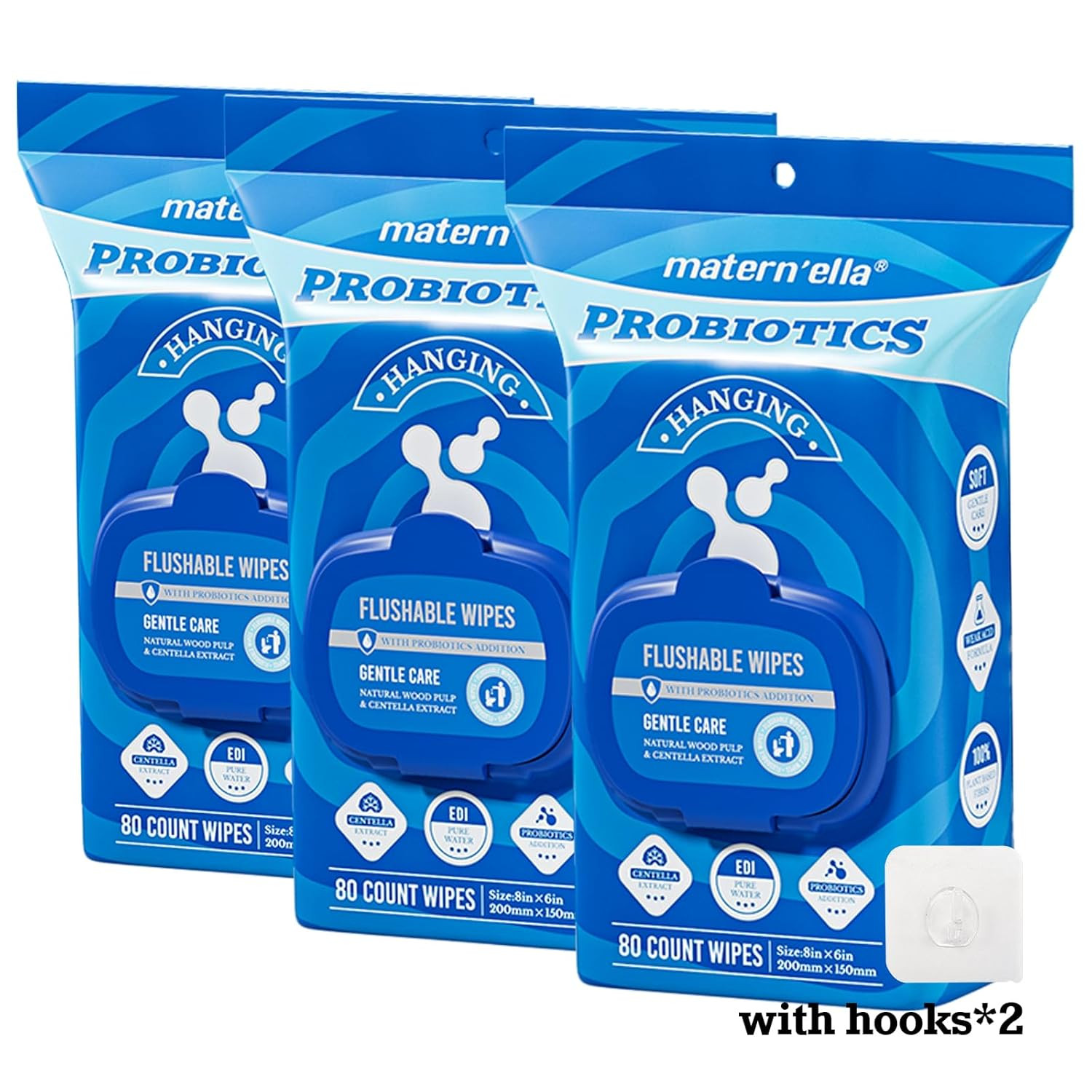 Hanging Flushable Wipes Unscented Extra Large Corner-Connected Wet Wipes Adult P