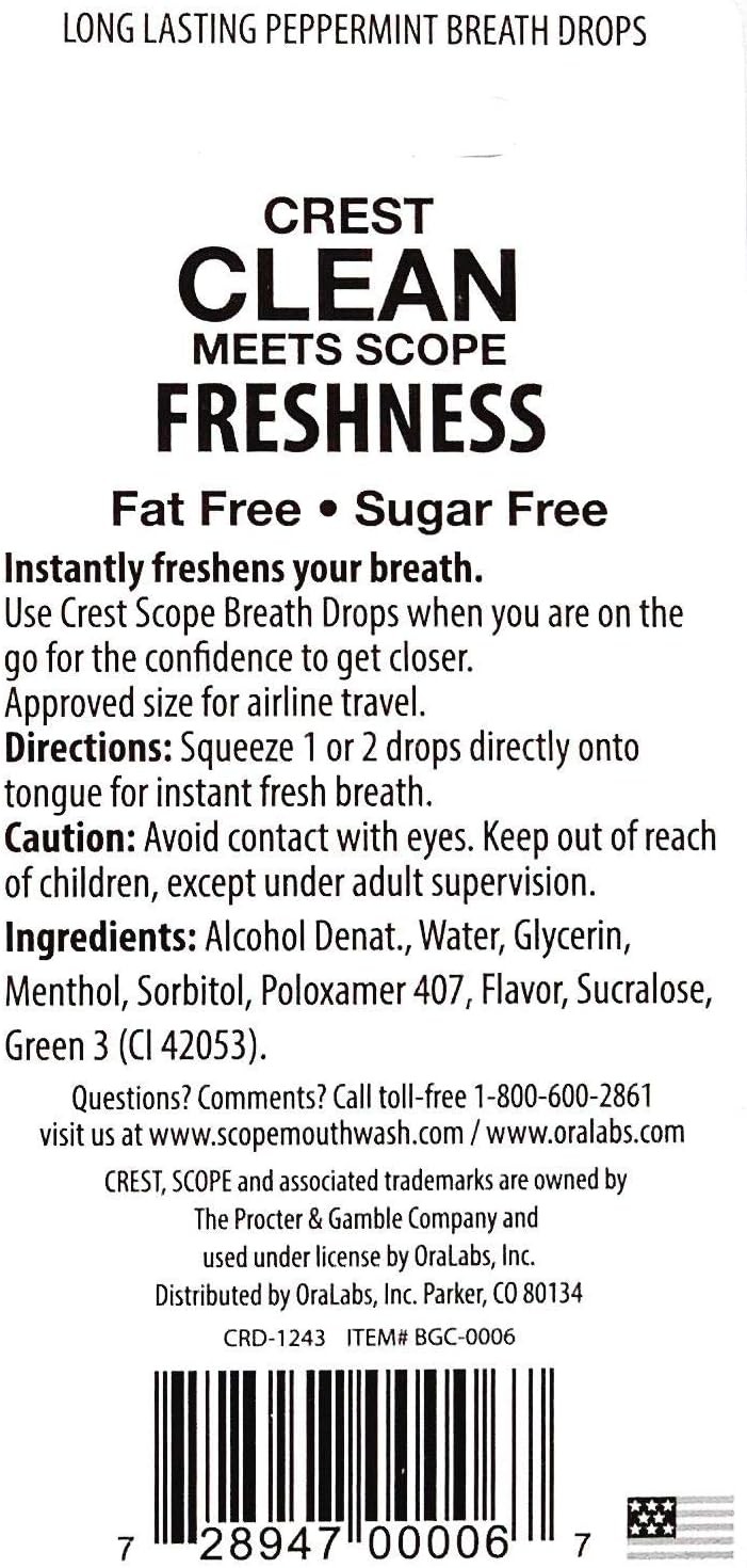 Crest Scope Breath Drops Long Lasting Peppermint, 1 Ct