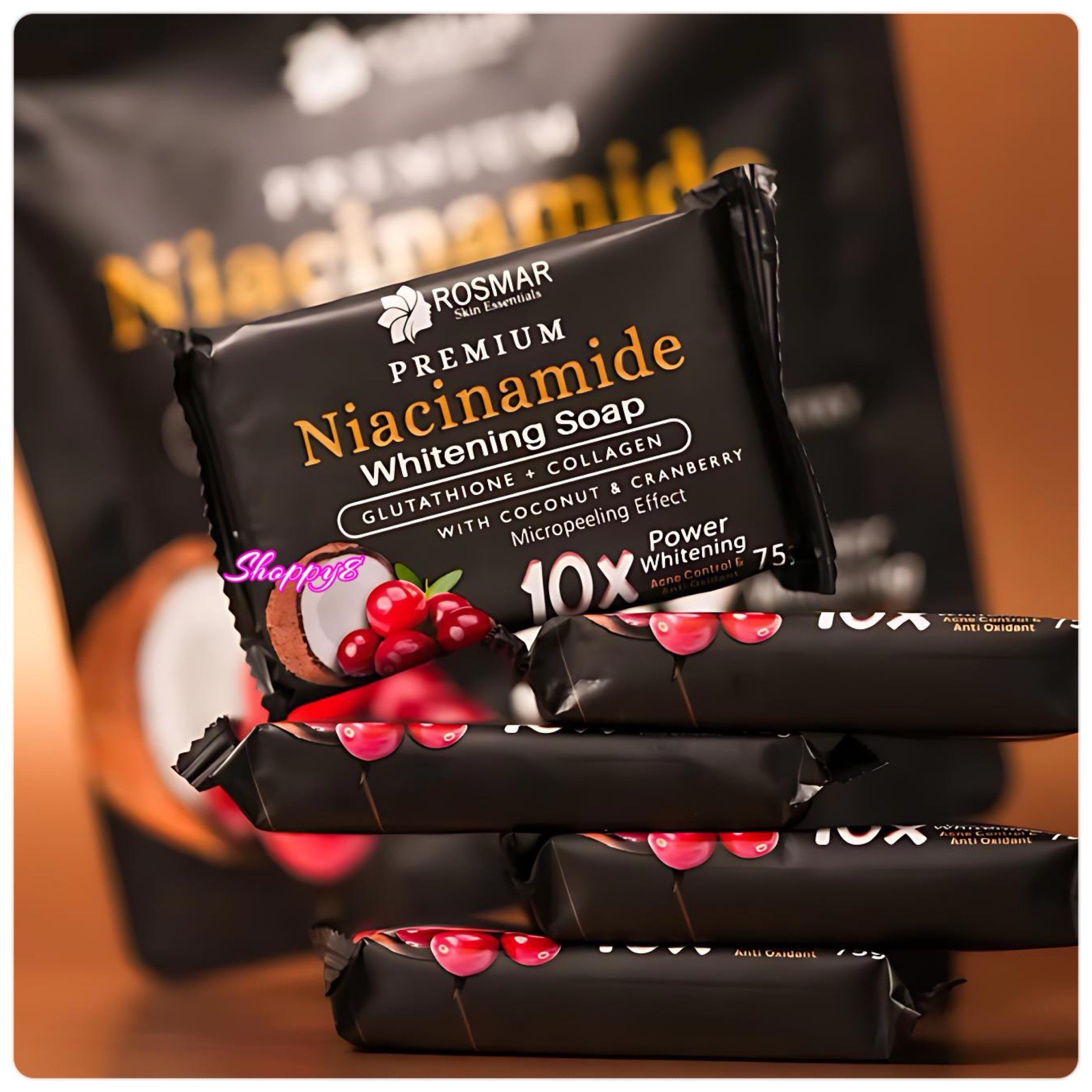 Rosmar Premium Niacinamide Glutathione + Collagen Whitening Soap 5pcs X 75g