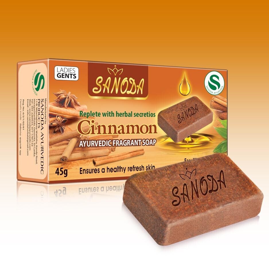 Sanoda Cinnamon Ayurvedic Herbal Soap with Pure Fragrant Extract and Oil 45g