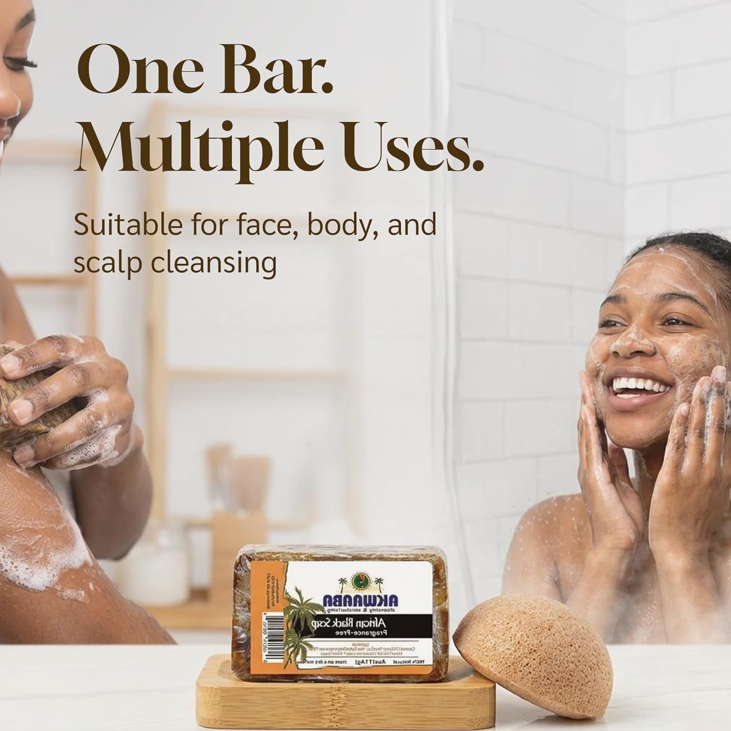 Natural African Black Soap with Papaya | 4 oz Gentle Cleanser for Face & Body