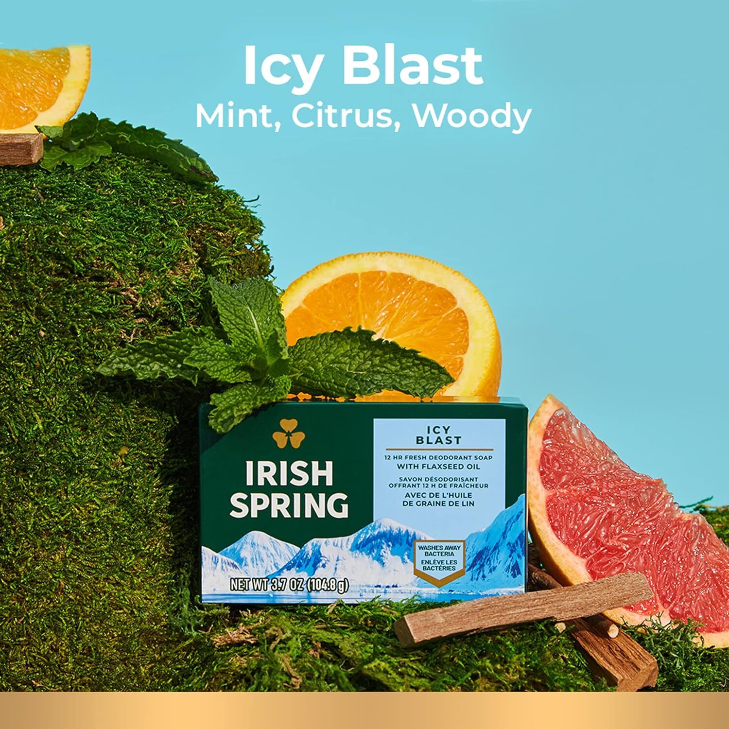 Icy Blast Bar Soap for Men,Smell Fresh and Clean 12 Hours, 24 Pack, 3.7 Oz