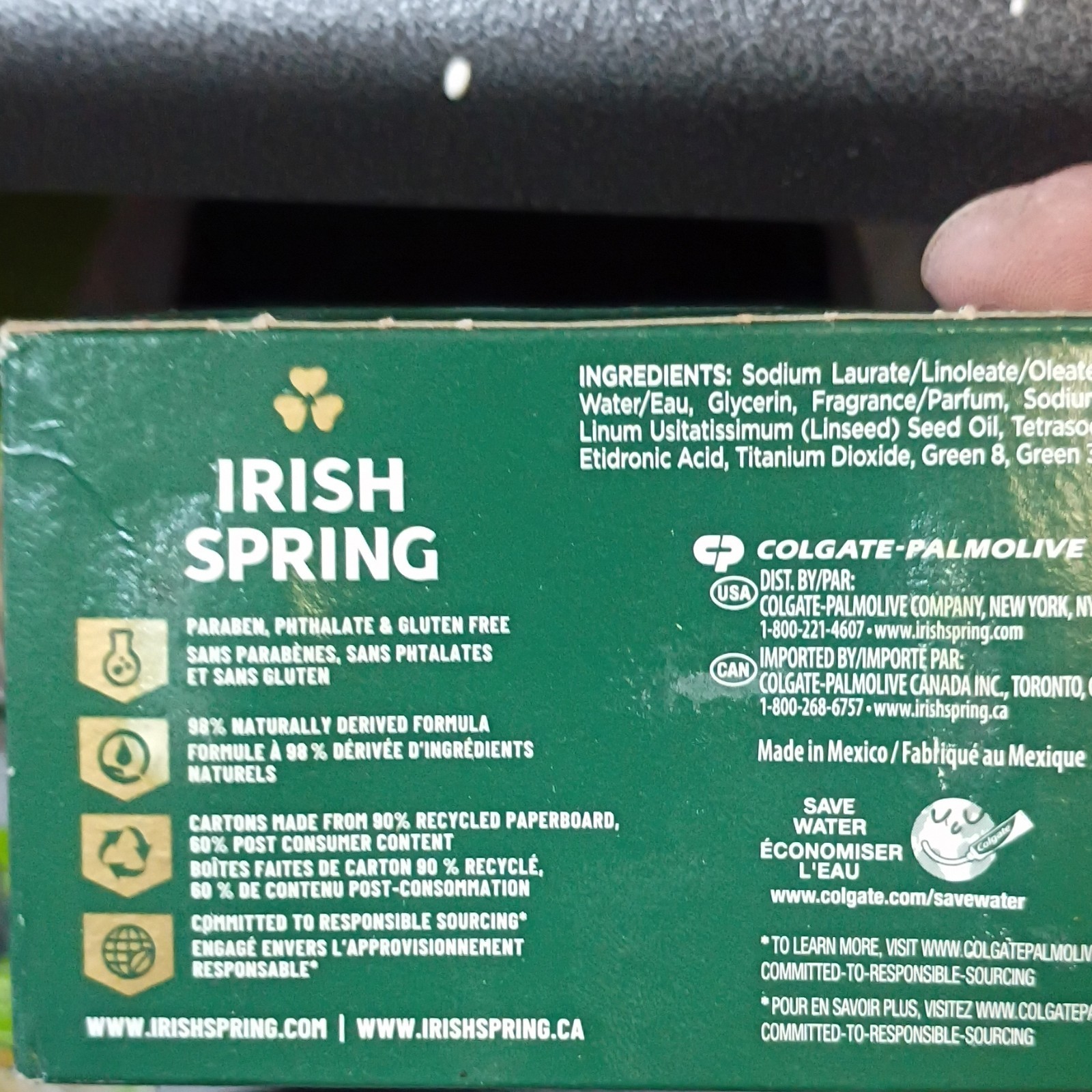 Irish Spring Original Clean Antibacterial Deodorant Bar Soap, 3.7 oz