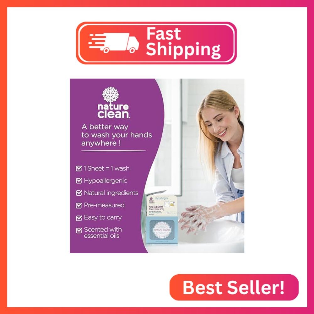 Nature Clean travel hand soap sheets for traveling – non-toxic, hypoallergenic,