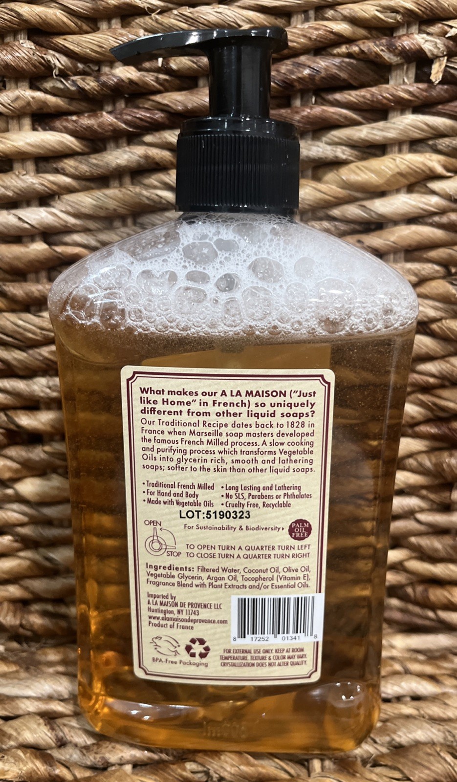 A La Maison Cherry Blossom Liquid Soap France Olive Oil & Argan Oils 16.9oz New!