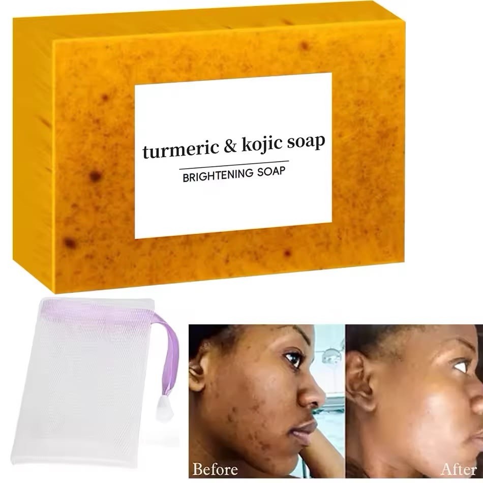 MIAOFUTONG Turmeric Kojic Acid Brightening Soap for Face Body Hands 100g