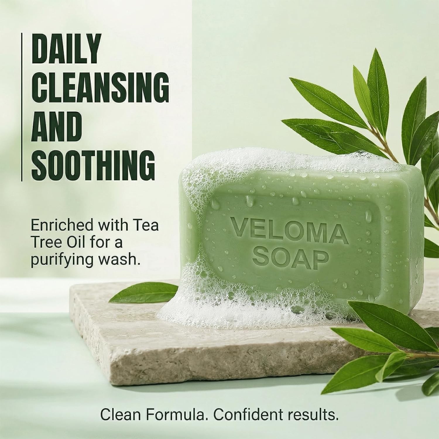 Veloma Antifungal Soap,Veloma Soap,Soothing Tea Tree & Eucalyptus, Deep Pore Cle