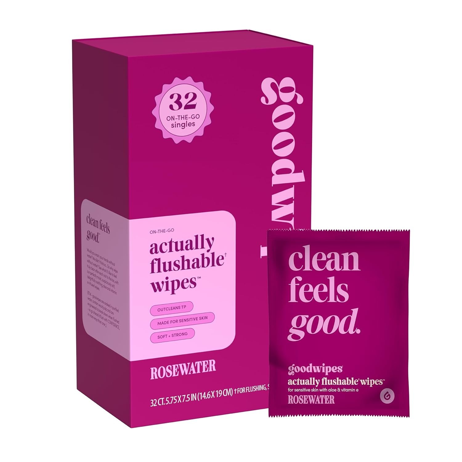 Individually Wrapped Flushable Wipes – Eco-Friendly 32 Count for All Skin Types