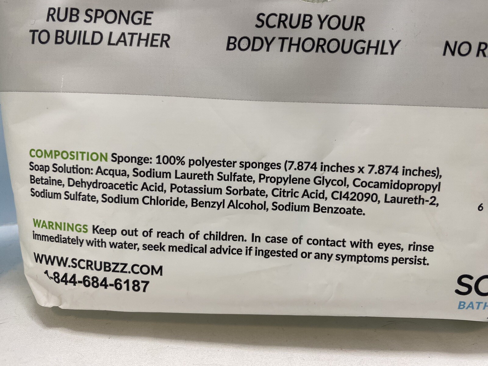 (2) Scrubzz Disposable No Rinse Bathing Sponges (25 Pk) Single Use Shower New