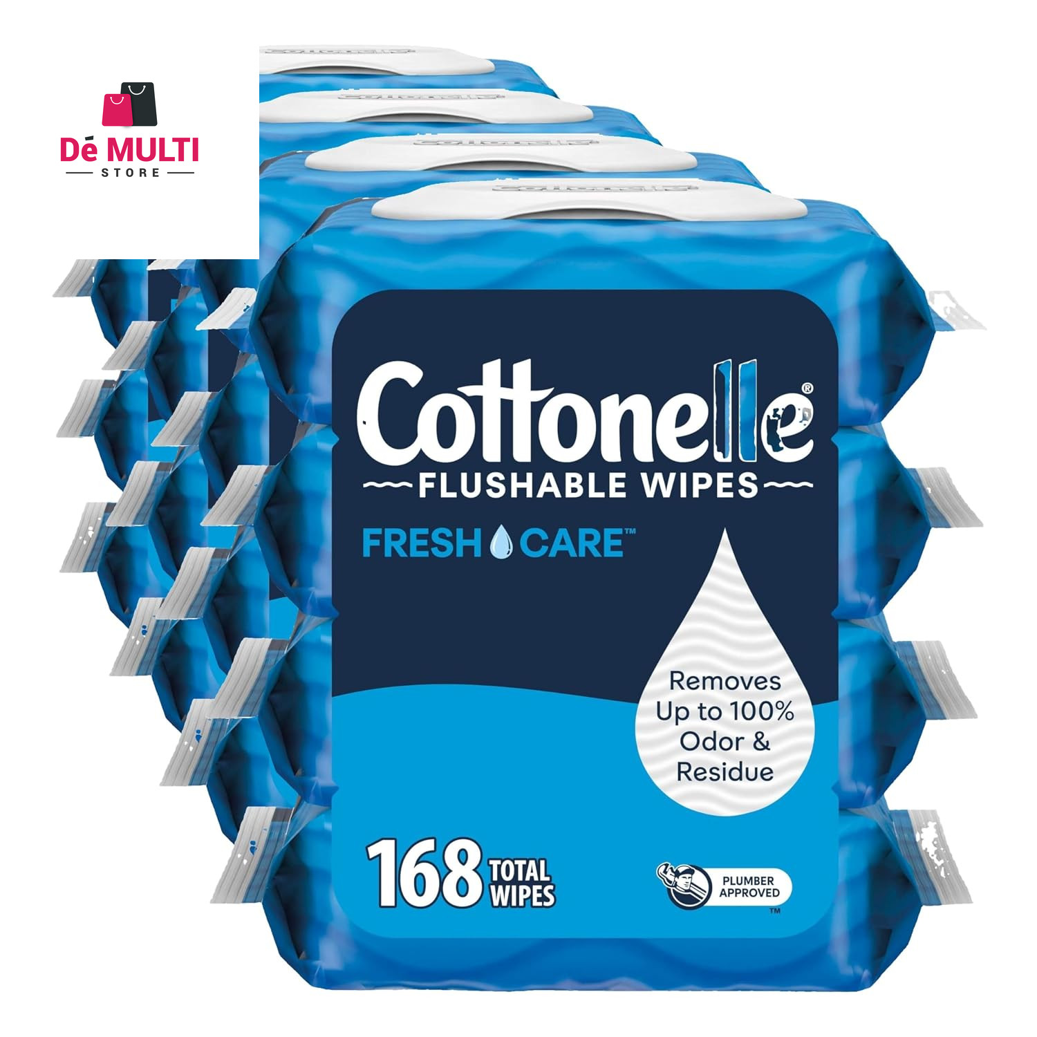 Cottonelle GentlePlus Flushable Wipes, 4 Flip-Top Packs, 42 Wipes per Pack