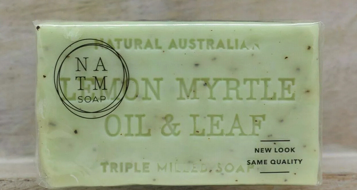 NATM Set of 2 Lemon Myrtle Oil & Leaf Triple Milled Soap Bars