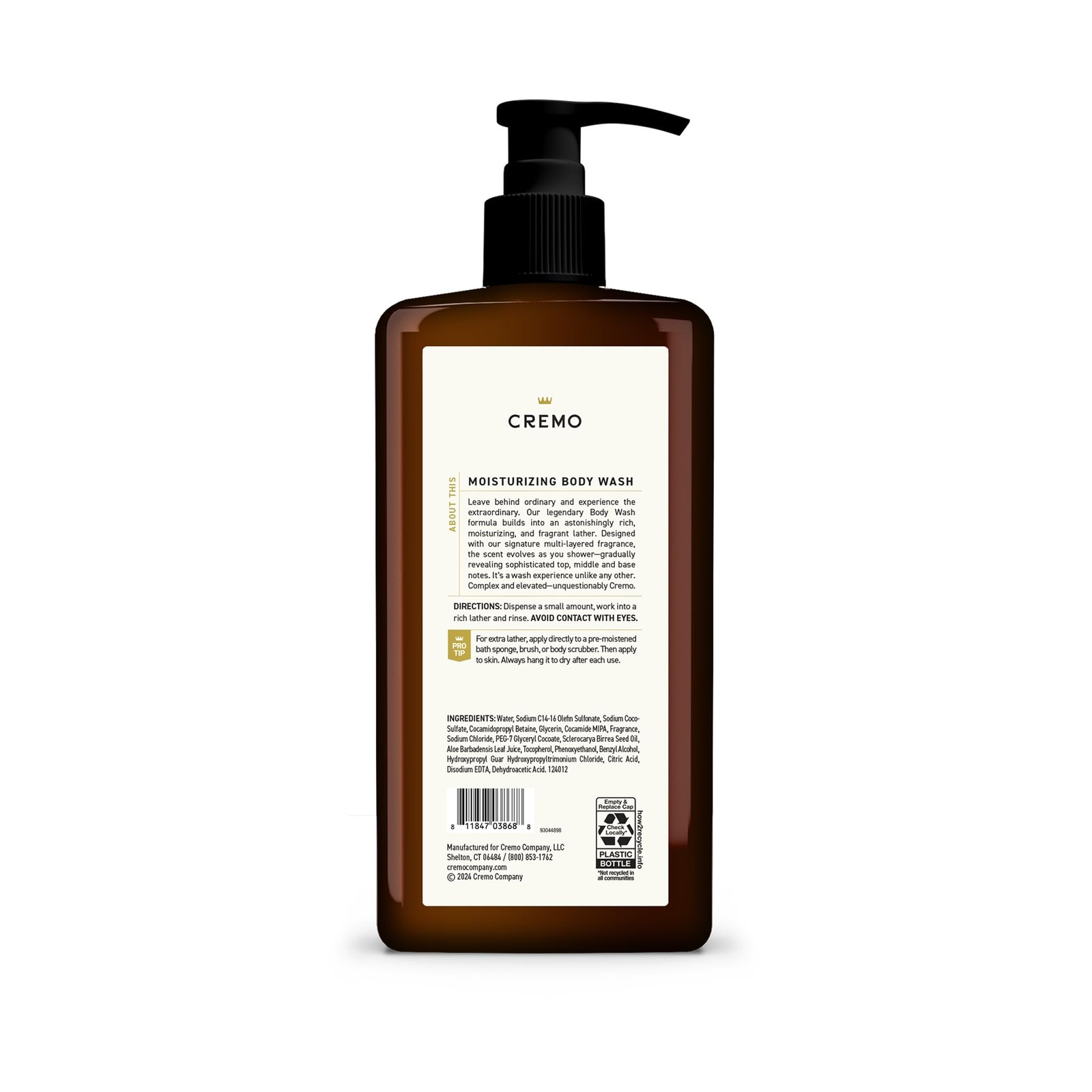 Cremo Rich-Lathering Spice & Black Vanilla Body Wash for 32 Fl Oz (Pack of 1)