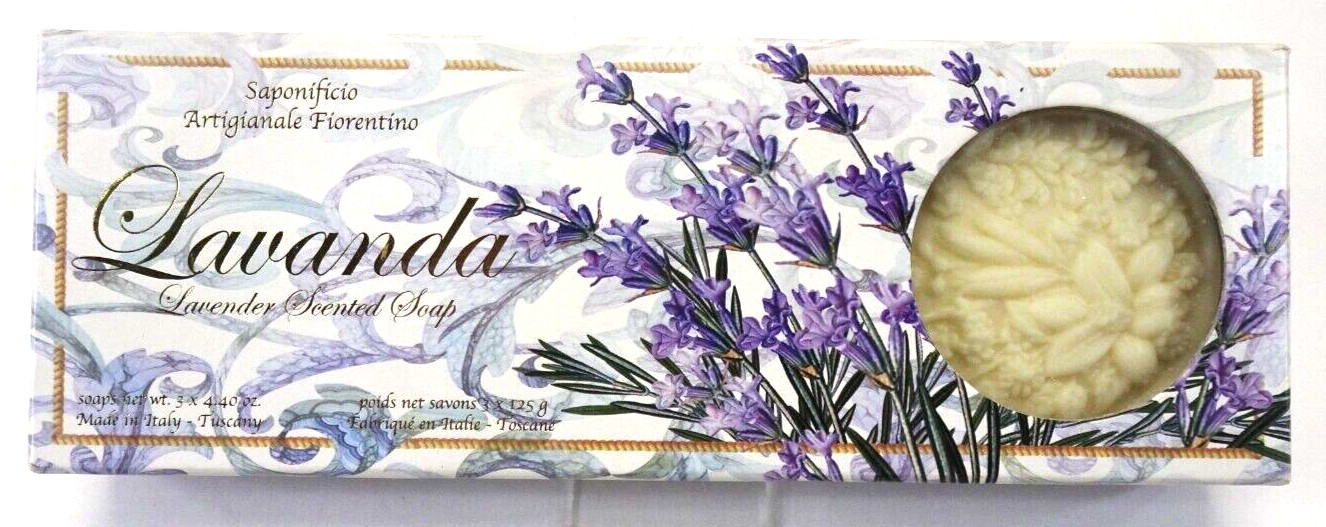 Saponificio Artigianale Fiorentino Soap Lavanda Lavender Set (3) 4.40oz SEALED