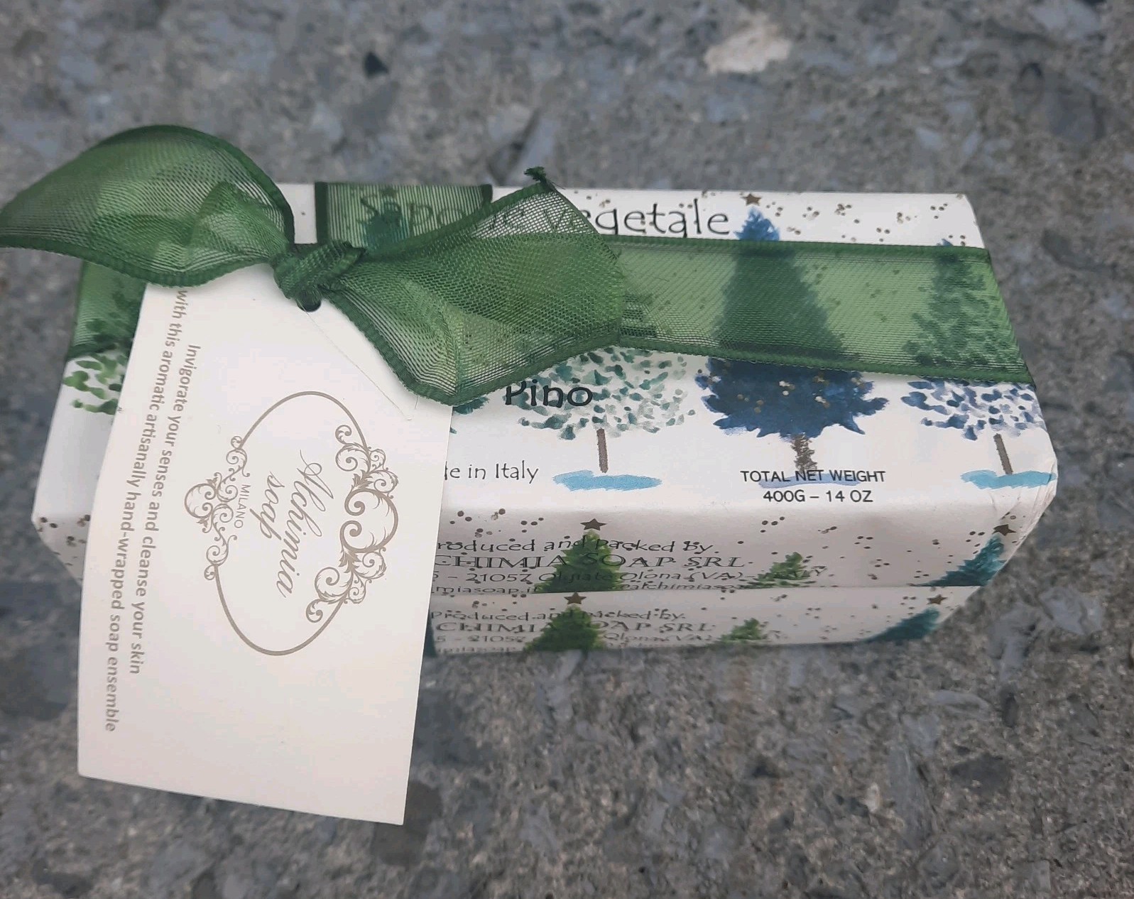 ALCHIMIA Italy Pine Holiday Soap Set 2x 7oz/200g Bars Total 14 Oz 400g