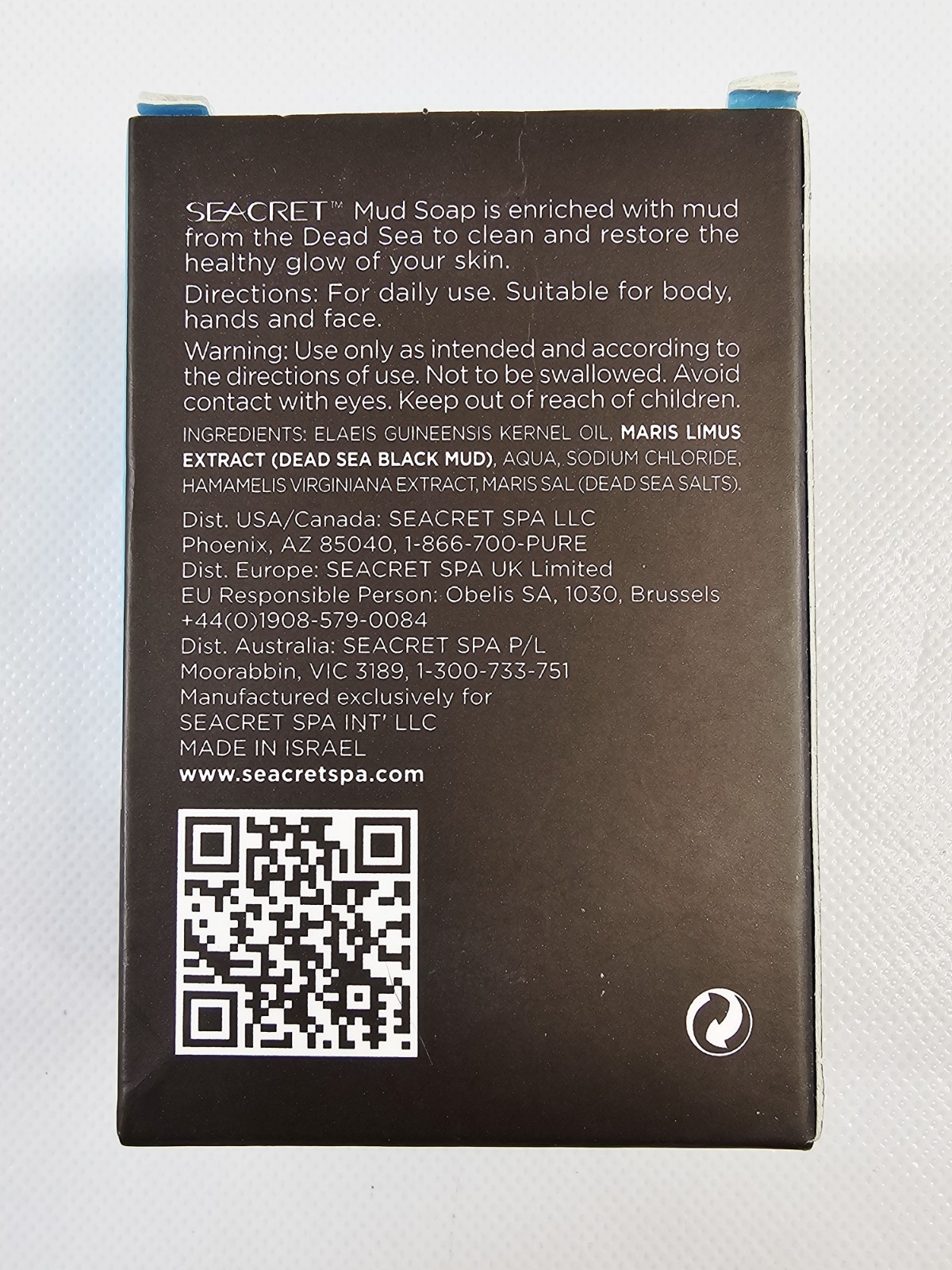 Seacret Minerals Dead Sea Mineral Rich Mud Soap 4.4oz Bar New Sealed In Box