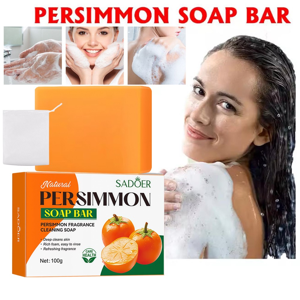 100g Persimmon Moisturizing Bath Soap Body Odor Control Full Body Deep Cleaning