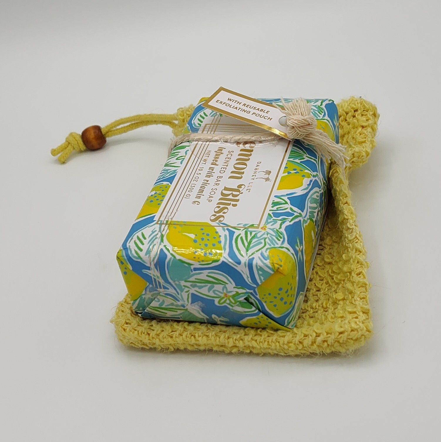 Dabney Lee Lemon Bliss Soap Large 10.5oz Bar Reusable Exfoliating Pouch