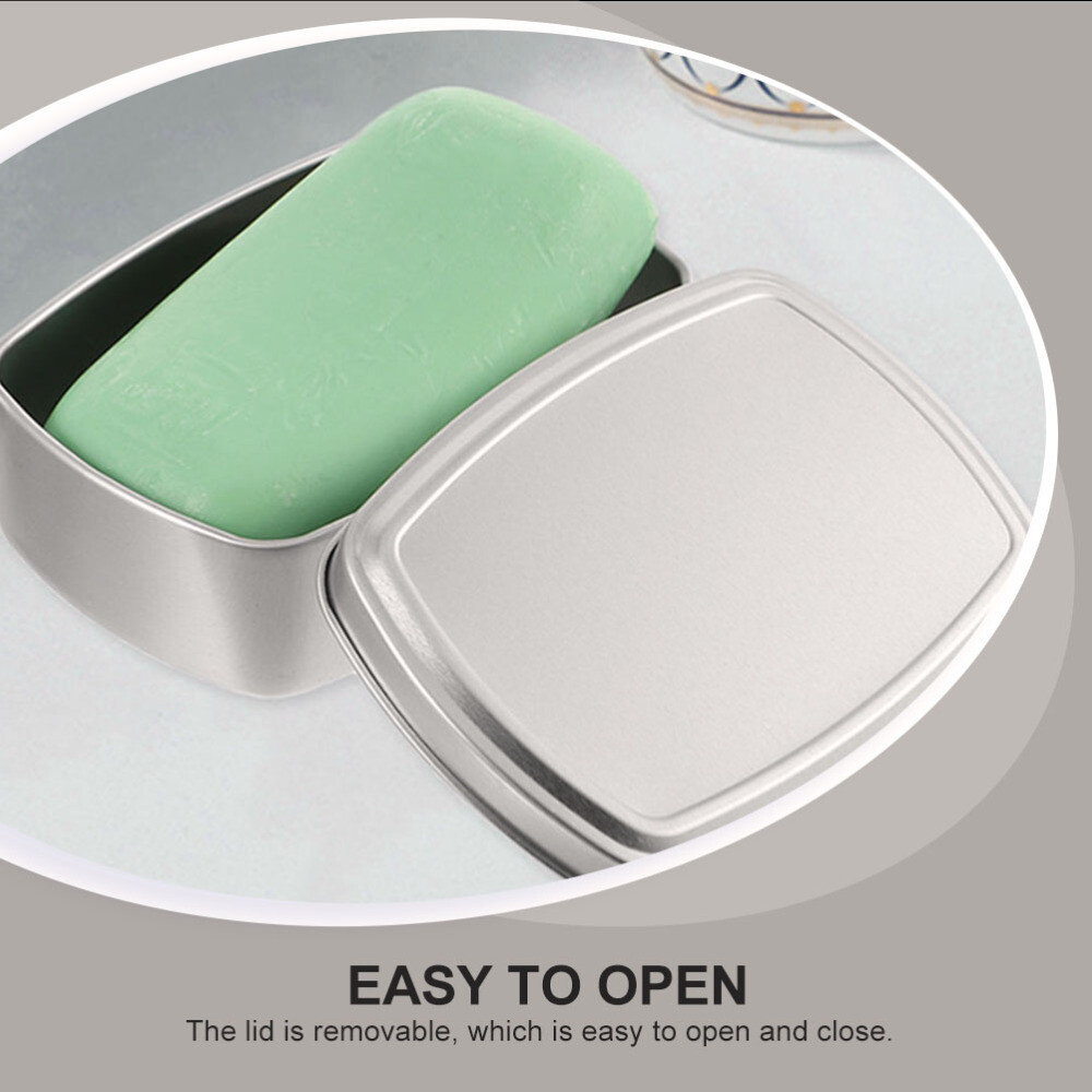 3PCS Travel Soap Container Soap Boxes Tin Cookie Box Rectangular Metal Tin
