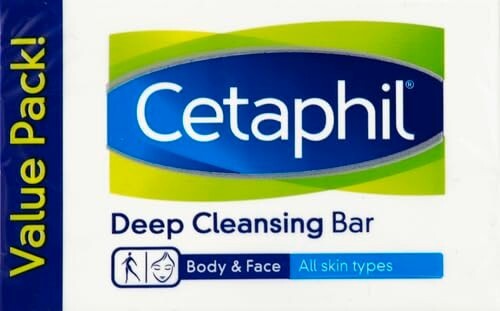 Cetaphil Deep Cleansing Face & Body Bar Soap, 3 Pack, Dry to Normal & Sensitive